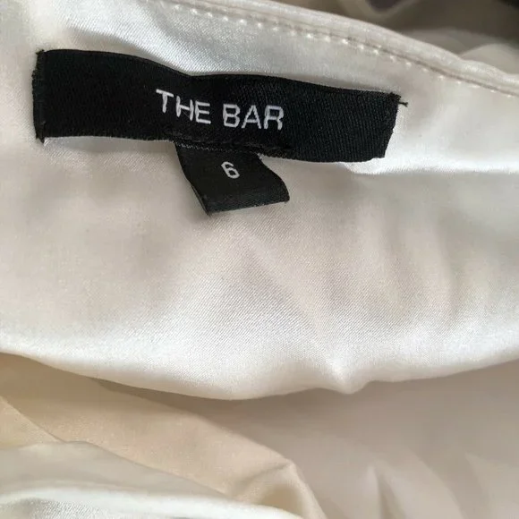 The Bar Twist Dress Ivory White Silk Puff Long Sleeve - Picture 6 of 8